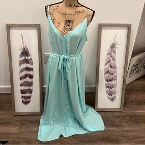 Loft teal button down Dress NWT